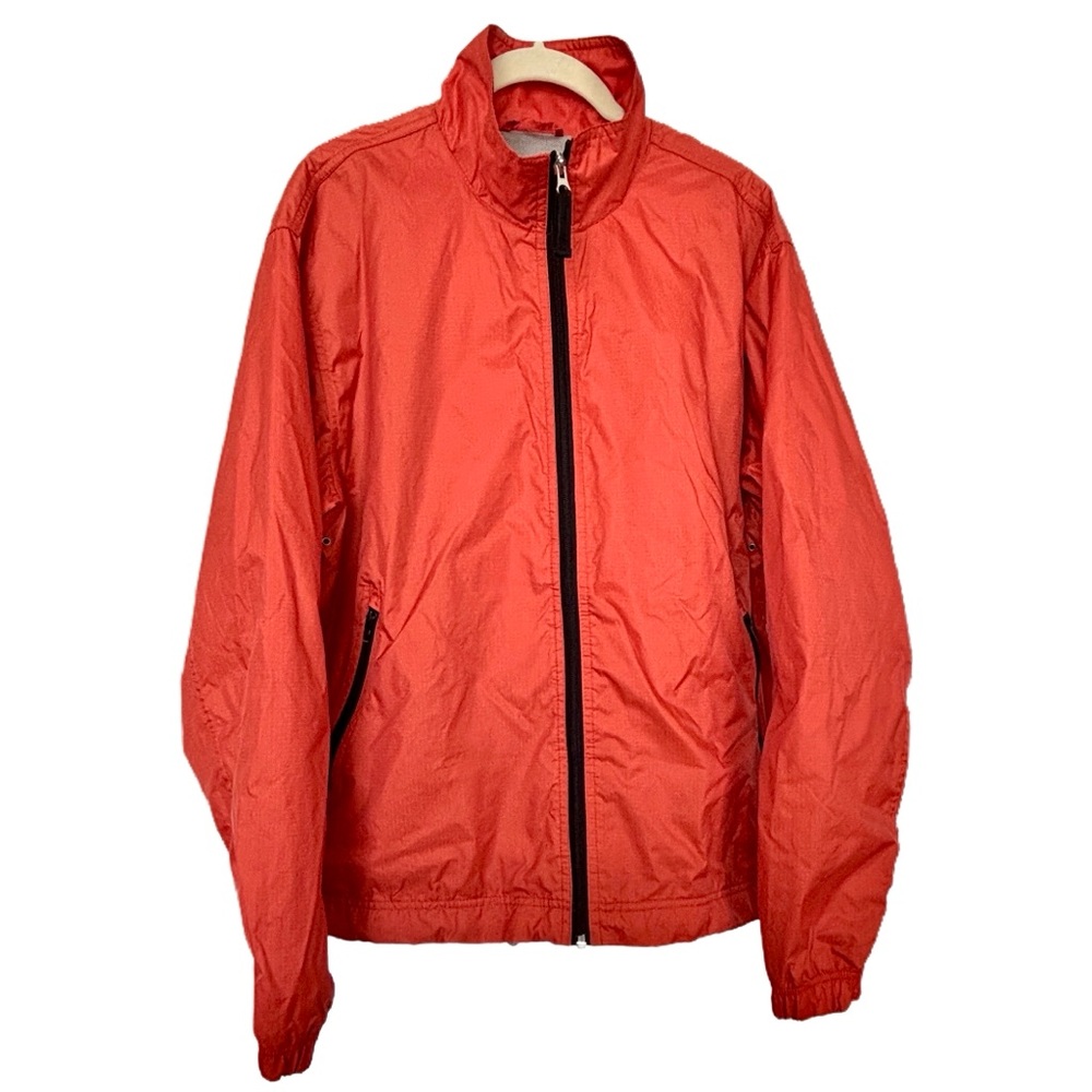 🌟HP🌟Men's Orange Windbreaker Jacket Lined 2 Zip Pockets/Inner Pocket